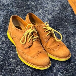 Cole Haan Women’s Tan Wingtip Shoes with Yellow Soles